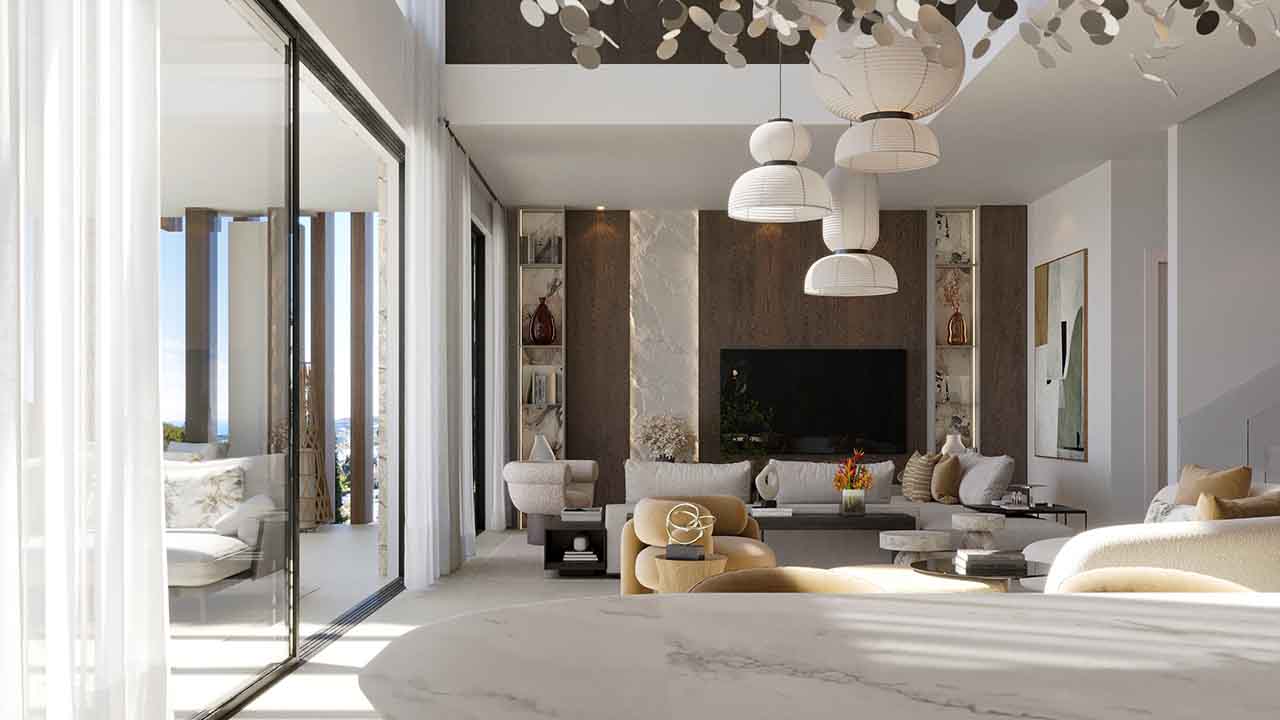 12 villas sofisticadas sobre plano; con diseño y características modernas.